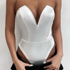 White strapless body suit M